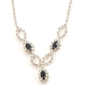 Rosa Rhinestones Jet Drop Y-Necklace