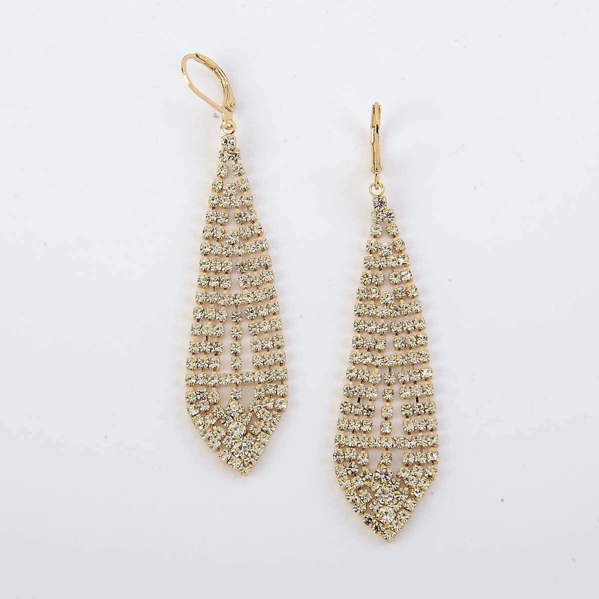 Rosa Rhinestones Gold-Tone Long Tie Inspired Earrings