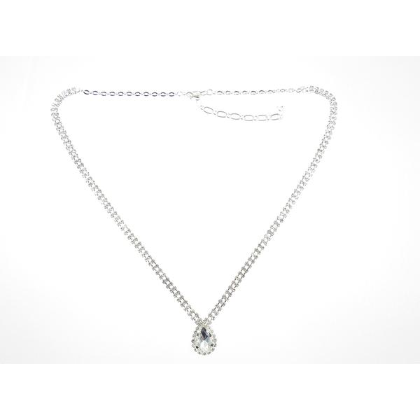 Rosa Rhinestones Framed Frontal Teardrop Necklace