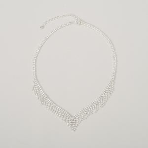 Rosa Rhinestones Fringed Collar Rhinestone Necklace