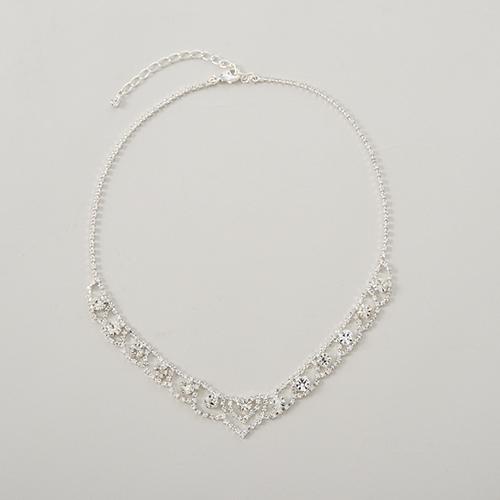 Rosa Rhinestones Weave Frontal Necklace