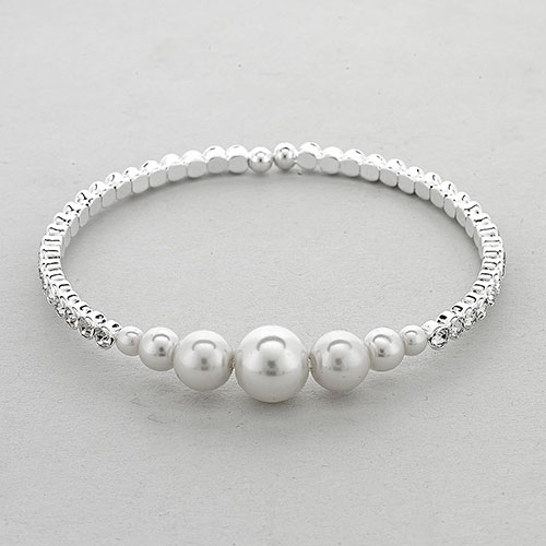 Rosa Rhinestones Pearl Center Cuff Bracelet