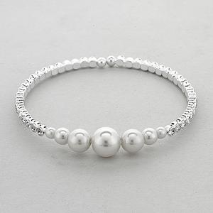 Rosa Rhinestones Pearl Center Cuff Bracelet