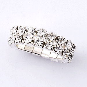 Rosa Rhinestones Silver Rhinestone Stretch Ring