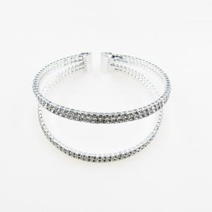 Rosa Rhinestones Double Row Cuff Bracelet