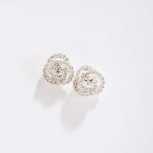 Rosa Rhinestones Knot Button Post Earrings