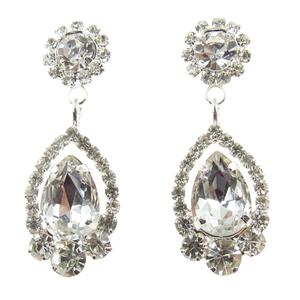 Rosa Rhinestones Silver-Tone Rhinestones Mini Chandelier Earrings