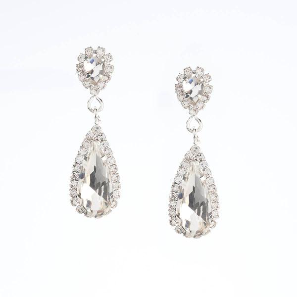 Rosa Rhinestones Duo Teardrops Drop Earrings