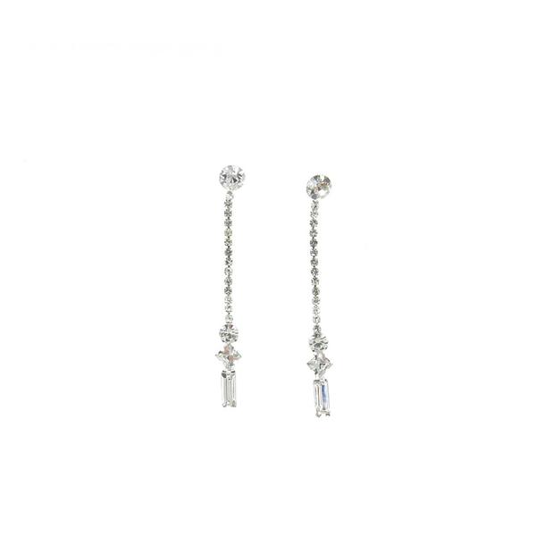 Rosa Rhinestones Skinny Mini Drop Earrings