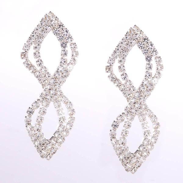 Rosa Rhinestones Silver Plated Double Twist Drop Earrings