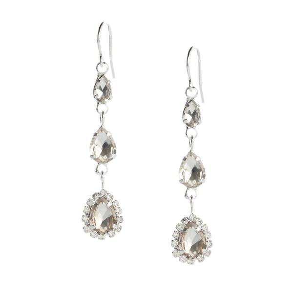 Rosa Rhinestones Triple Stones Drop Earrings