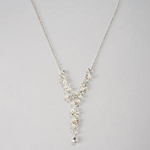 Rosa Rhinestones Clear Rhinestone & Faux Pearl Floral Y-Necklace