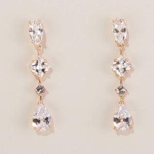Rosa Rhinestones CZ Linear Drop Earrings