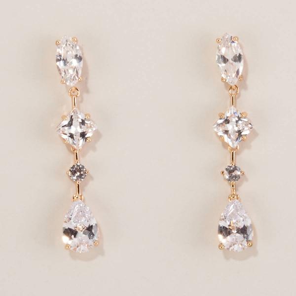 Rosa Rhinestones CZ Linear Drop Earrings