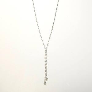 Rosa Rhinestones Silver Plated Rhinestone Double Tassel Necklace