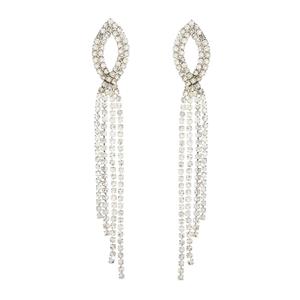 Rosa Rhinestones Clear Rhinestone Oval Fringe Dangle Earrings