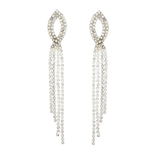Rosa Rhinestones Clear Rhinestone Oval Fringe Dangle Earrings