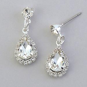 Rosa Rhinestones Silver Plated Rhinestone Teardrop Drop Earrings