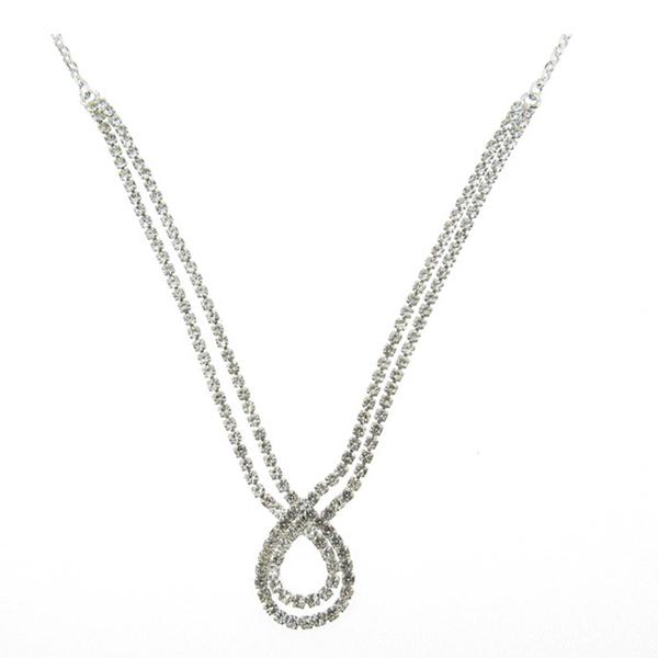 Rosa Rhinestones Silver-Tone Open Teardrop Necklace