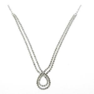 Rosa Rhinestones Silver-Tone Open Teardrop Necklace
