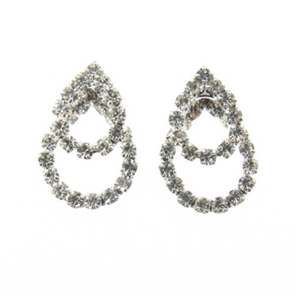 Rosa Rhinestones Silver-Tone Clear Rhinestone Open Loops Earrings