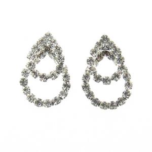 Rosa Rhinestones Silver-Tone Clear Rhinestone Open Loops Earrings