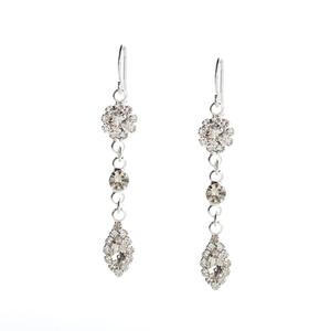 Rosa Rhinestones Silver-Tone Plated Triple Stone Dangle Earrings