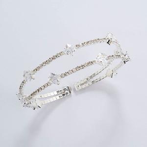 Rosa Rhinestones 2 Row Mixed Rhinestones Cuff Bracelet