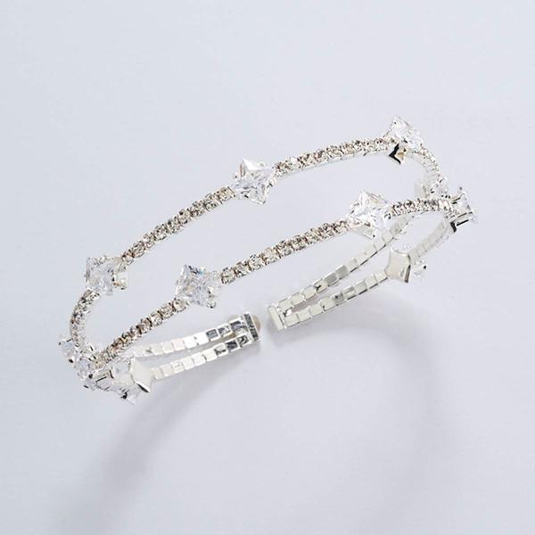 Rosa Rhinestones 2 Row Mixed Rhinestones Cuff Bracelet