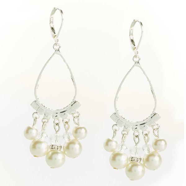Rosa Rhinestones Silver-Tone Crystal Teardrop Pearl Earrings