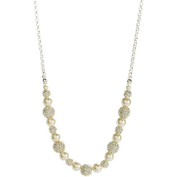 Rosa Rhinestones Silver-Tone Glass Pearl Fireball Necklace