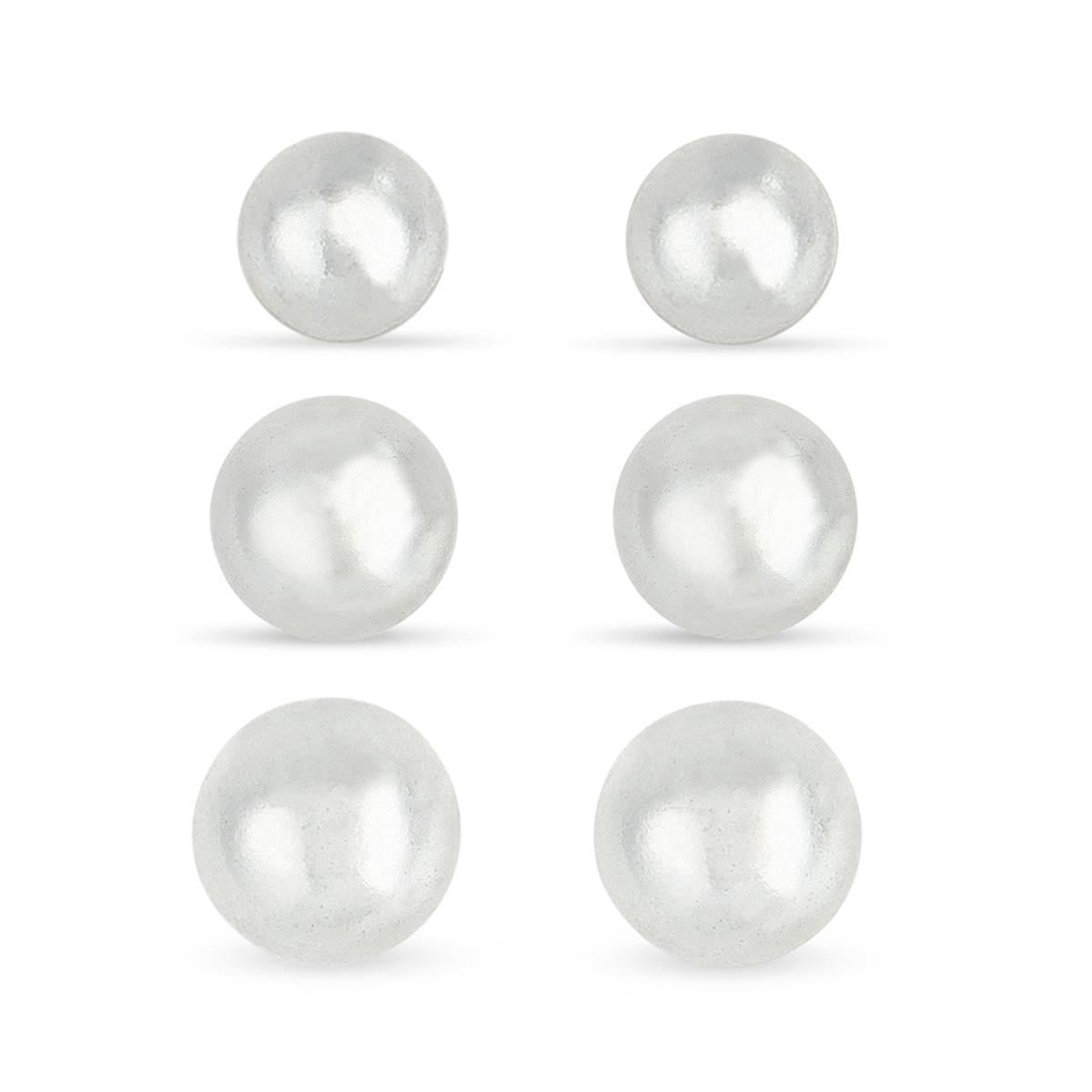 Forever New 3pr. Sterling Silver Graduated Ball Stud Earrings Set