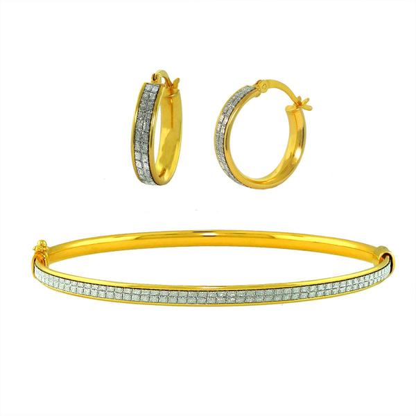 Forever New 18kt. Gold Plated Glitter Bangle & Hoop Earring Set