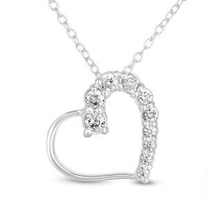Forever New Sterling Silver CZ Open Heart Pendant Necklace