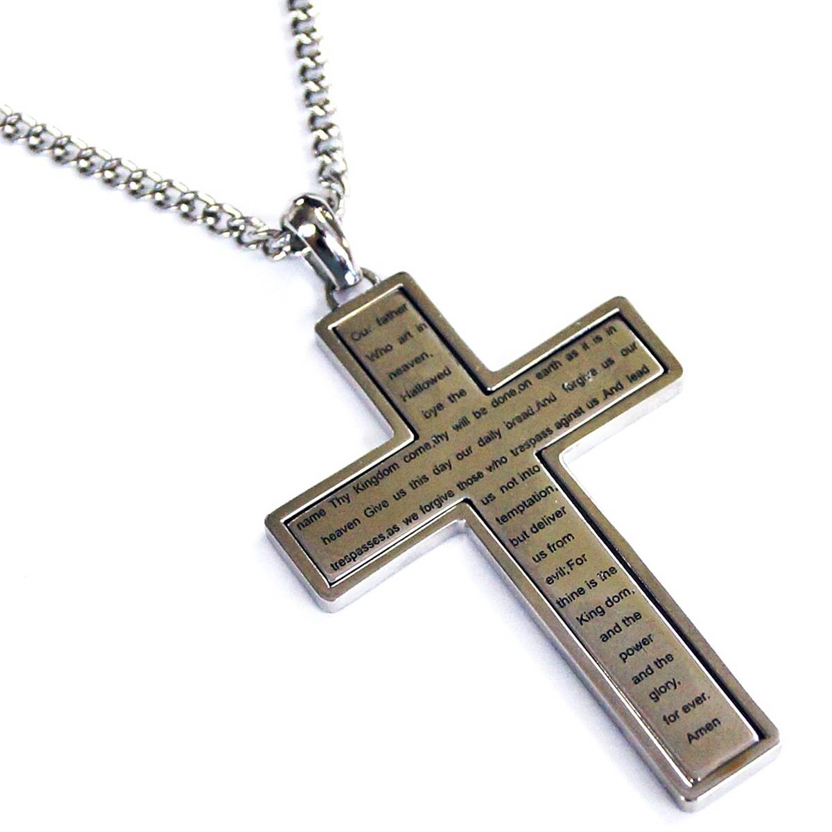 Mens Forever New Stainless Steel CZ Reversible Cross Pendant