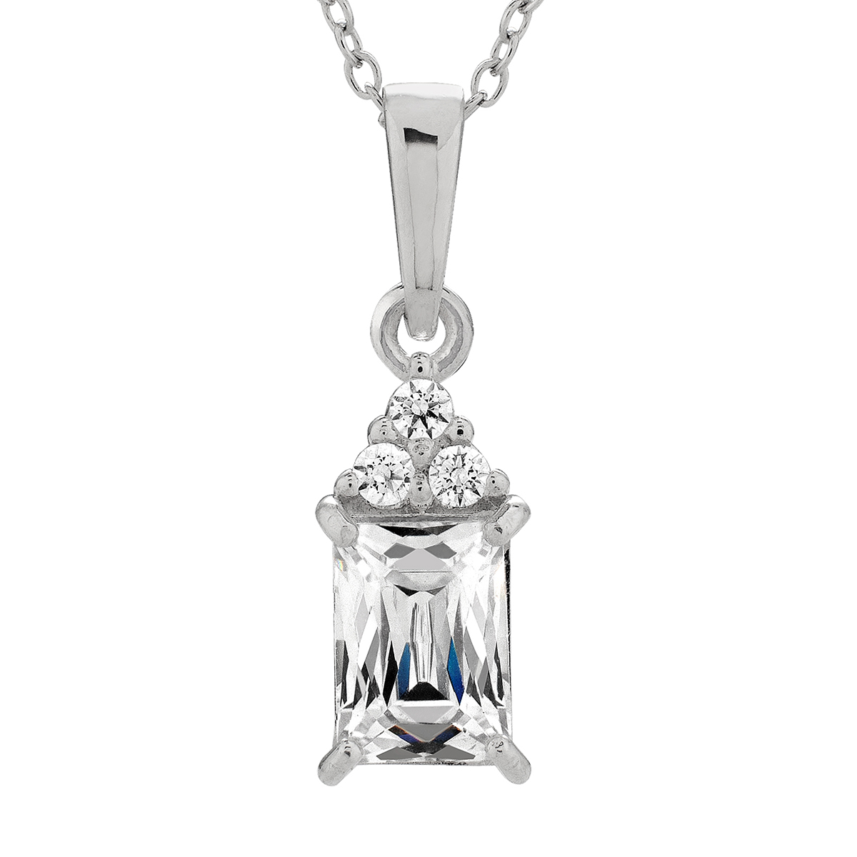 Forever New Baguette White CZ Pendant Necklace