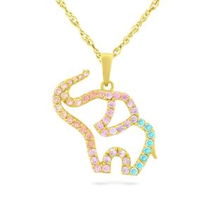 Forever New 18kt. Gold Plated Rainbow CZ Elephant Pendant