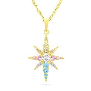 Forever New 18kt. Gold Plated Rainbow CZ Starburst Pendant