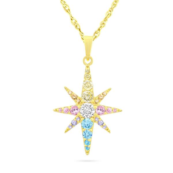 Forever New 18kt. Gold Plated Rainbow CZ Starburst Pendant