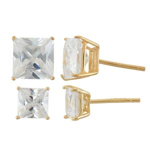 Forever New 2pr. Square White CZ Stud Earrings Set