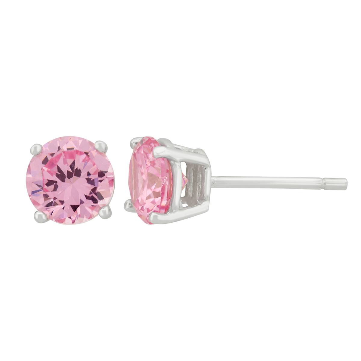 Forever New 6mm Round Pink CZ Stud Earrings