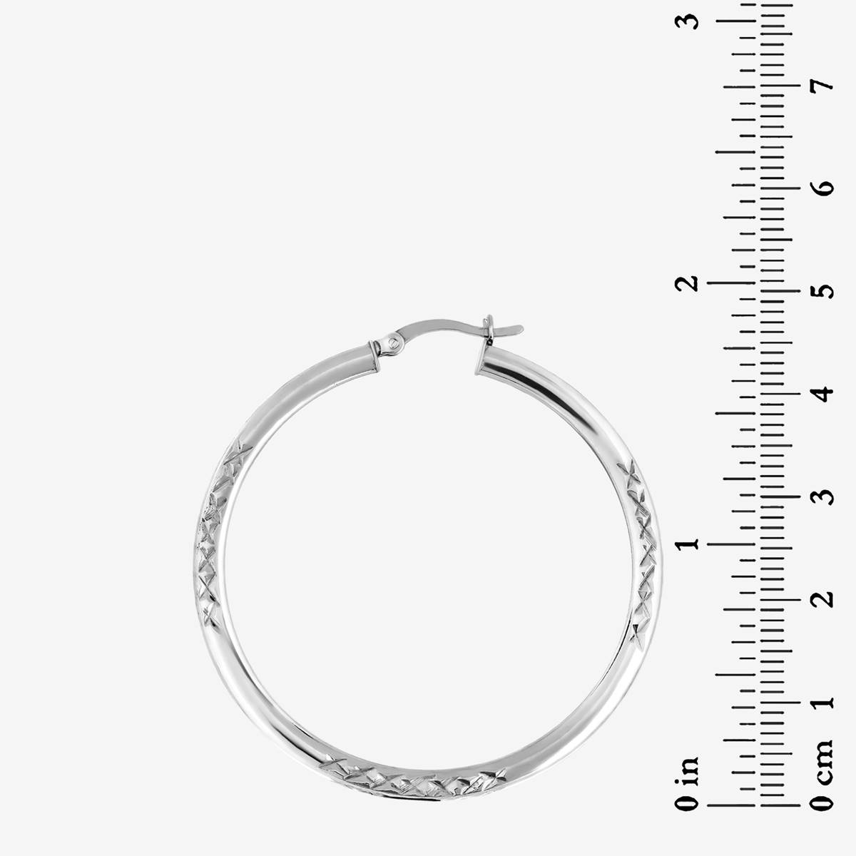 Forever New Sterling Silver Half Diamond Cut Hoop Earrings