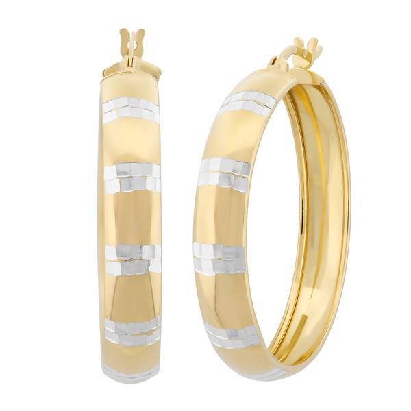 Forever New Two-Tone Diamond Cut 35x6mm Hoop Earrings