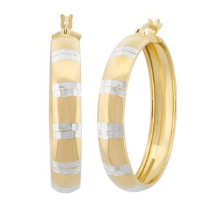 Forever New Two-Tone Diamond Cut 35x6mm Hoop Earrings