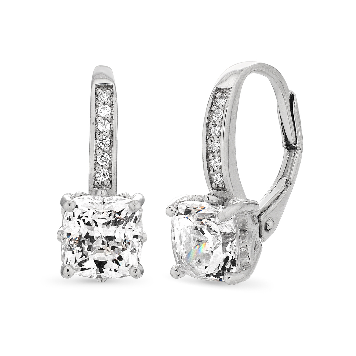 Forever New White CZ Cushion Cut Earrings