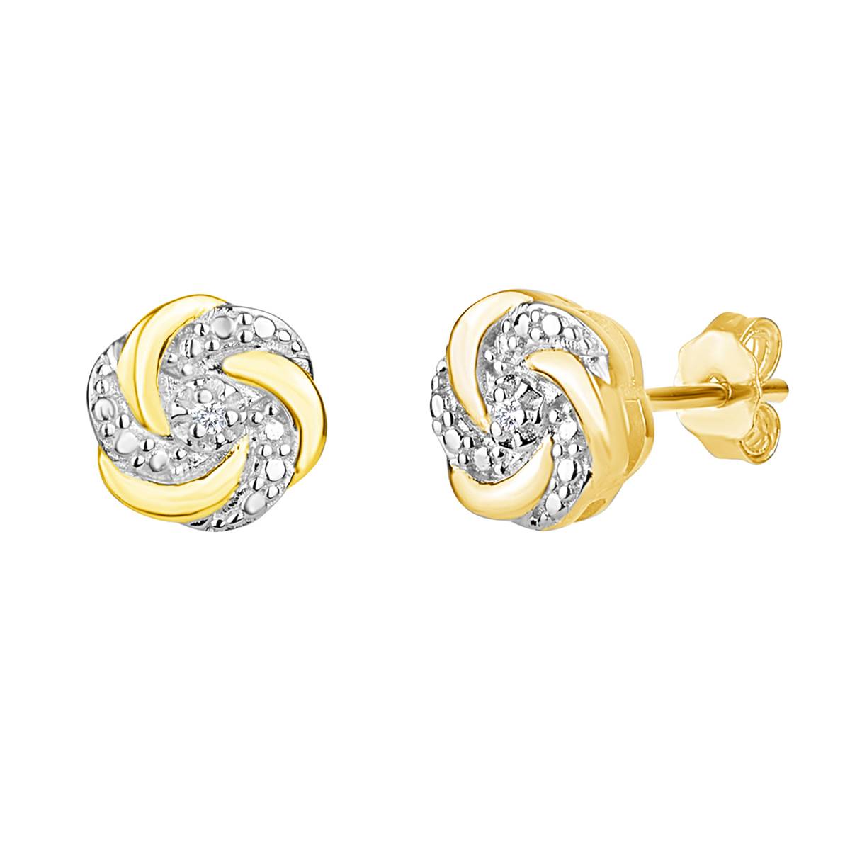 Forever New Two-Tone Diamond Accent Love Knot Stud Earrings
