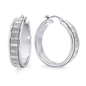 Forever New Sterling Silver Glitter Hoop Earrings