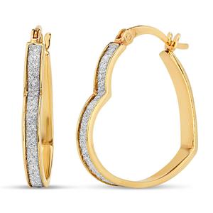Forever New 18kt. Gold Plated Glitter Heart Hoop Earrings