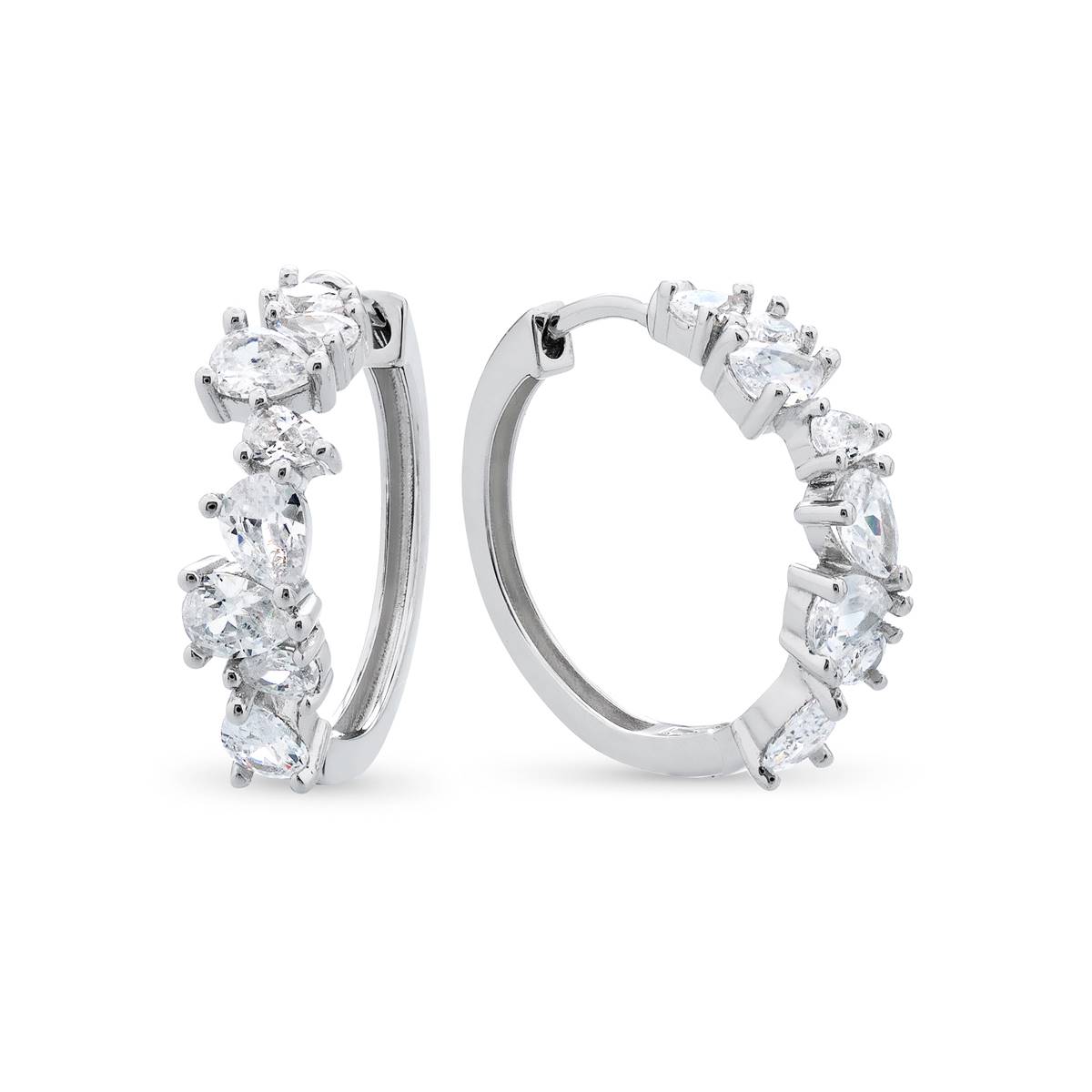 Forever New Sterling Silver Pear Shaped CZ Hoop Earrings