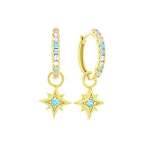 Forever New 18kt. Gold Plated CZ Starburst Drop Hoop Earrings